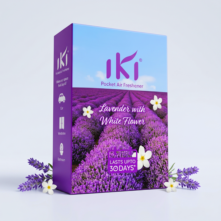 IKI Pocket Air Freshener – Lavender with White Flower (Pack of 6)