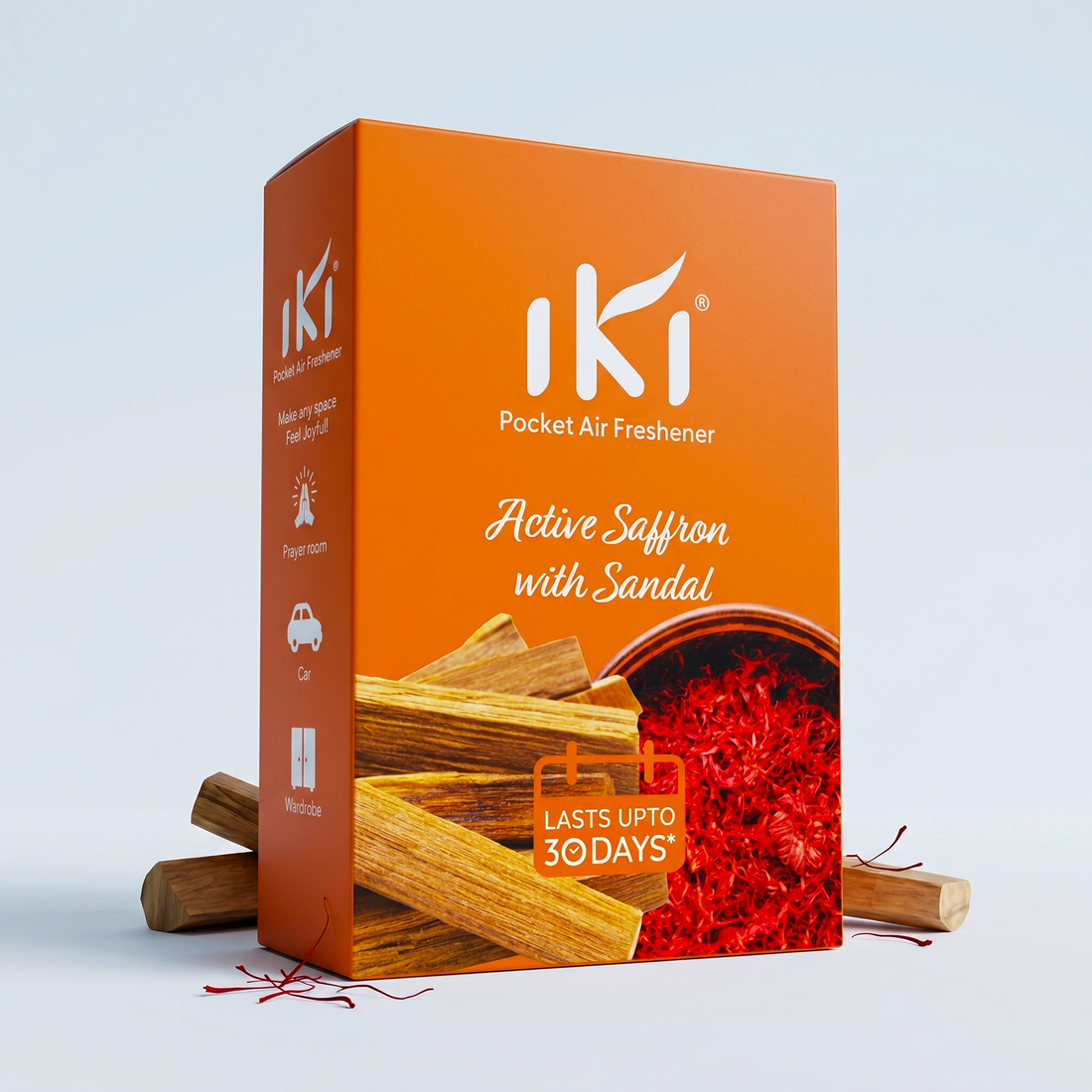 IKI Pocket Air Freshener – Active Saffron with Sandal (Pack of 6)